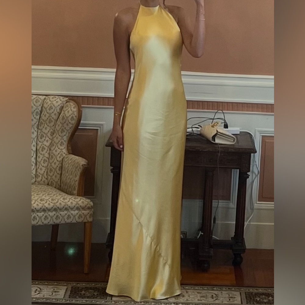 Reformation Yellow Jeany Silk Dress